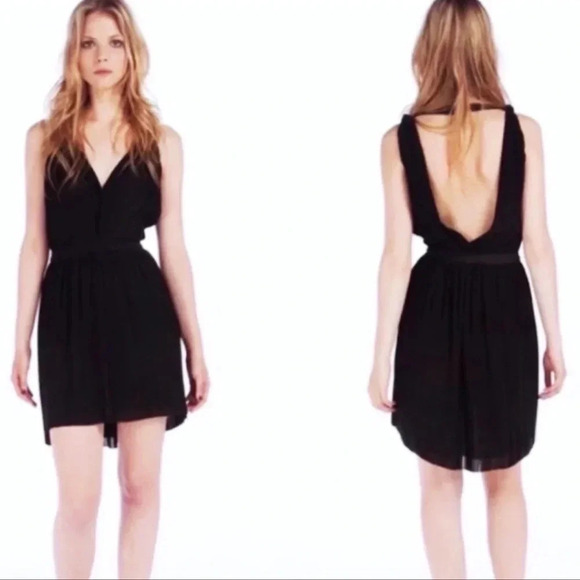 Maje pleated open back sleeveless dress datenight wedding party quietluxury - Picture 2 of 7